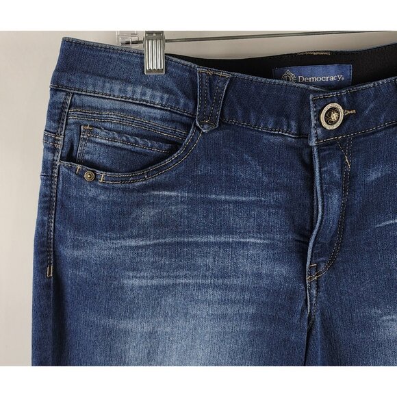 Democracy Jeans Womens Ab Solution 14P Blue Distressed Denim (33X26) - Picture 3 of 11